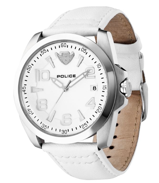 Ремень Police 03-PL.12157JS/01, из кожи телёнка, белый, размер