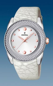 Ремень Festina BC08922, из кожи телёнка, белый, размер 24 мм
