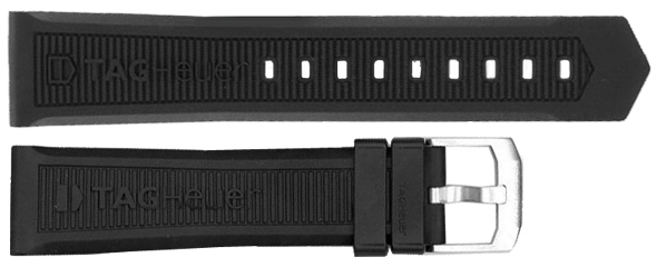 Ремень Tag Heuer BT0717, из каучука, черный, размер 22 мм