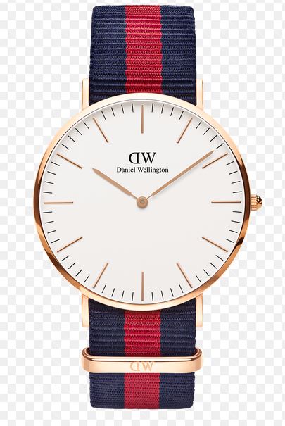 Ремешок нейлоновый синий-красный-синий для женских часов oxford, 18мм, пряжка из нерж. стали с розов