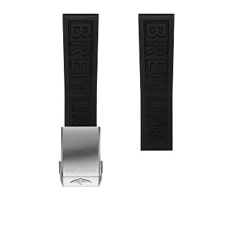 Ремень Breitling 153S, из каучука, черный, размер 22/20 мм под клипсу