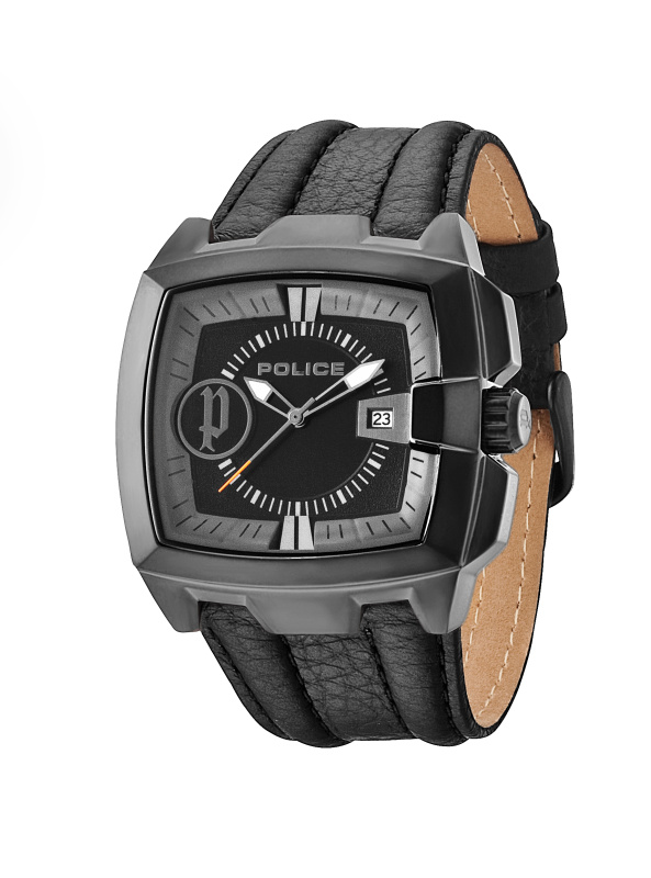 Ремень Police 03-PL.13895JSB/02, из кожи телёнка, черный, размер