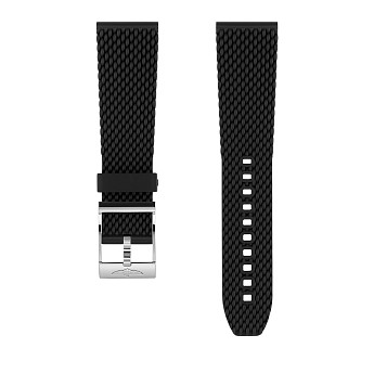 Ремень Breitling 267S, из каучука, черный, размер 24/20 мм