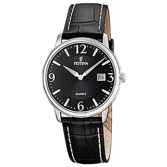 Ремень Festina BC07100, из кожи телёнка, черный, размер 17 мм