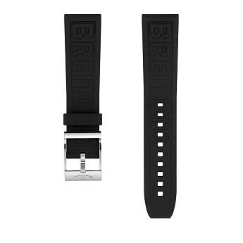 Ремень Breitling 152S, из каучука, черный, размер 22/20 мм