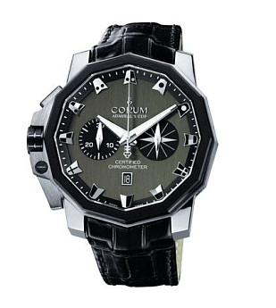 Ремень Corum 0480/00326, из кожи аллигатора, черный, размер 25/21 мм