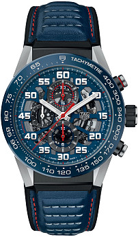 Ремень Tag Heuer FT6100, из кожи телёнка и каучука, синий