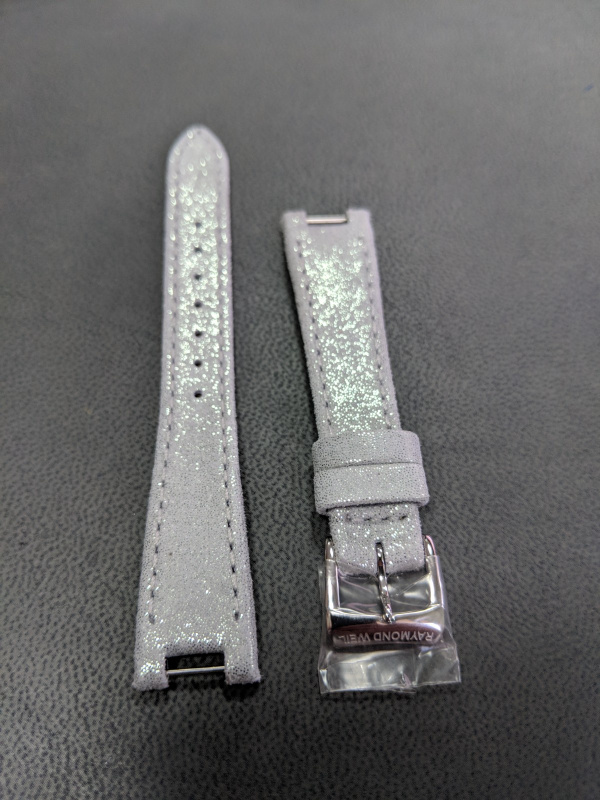 Ремень Raymond Weil SV15507-REPCB-C2, из кожи телёнка, серый, размер 15.5 мм