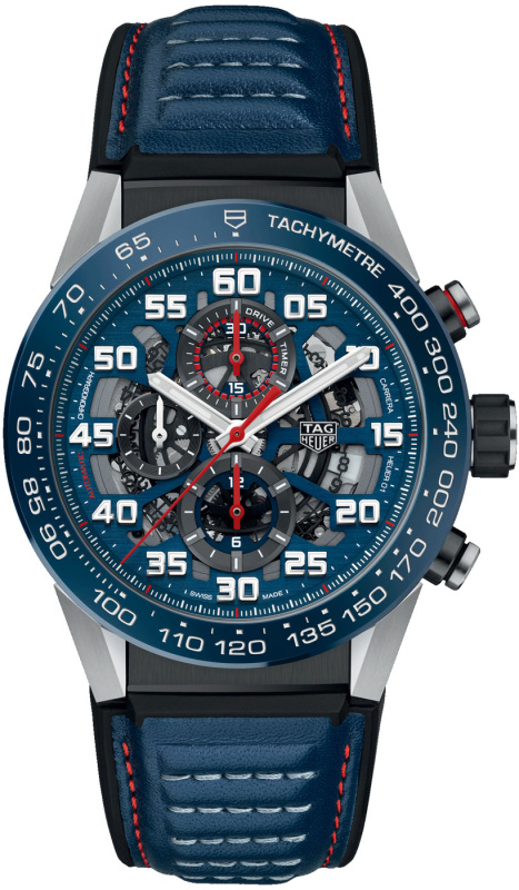 Ремень Tag Heuer FT6100, из кожи телёнка и каучука, синий